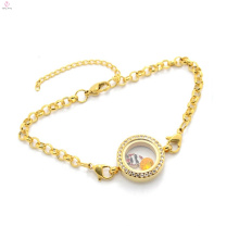 Beau style cristal or perle chaîne en acier inoxydable flottant pendentif bracelet conception de bijoux